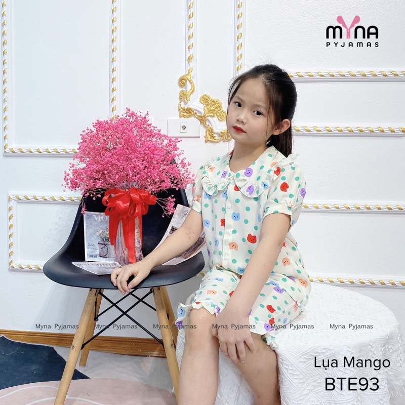 Bộ đồ ngủ cho bé, bộ lửng cổ bèo chất lụa mango mềm, mịn, thoáng mát