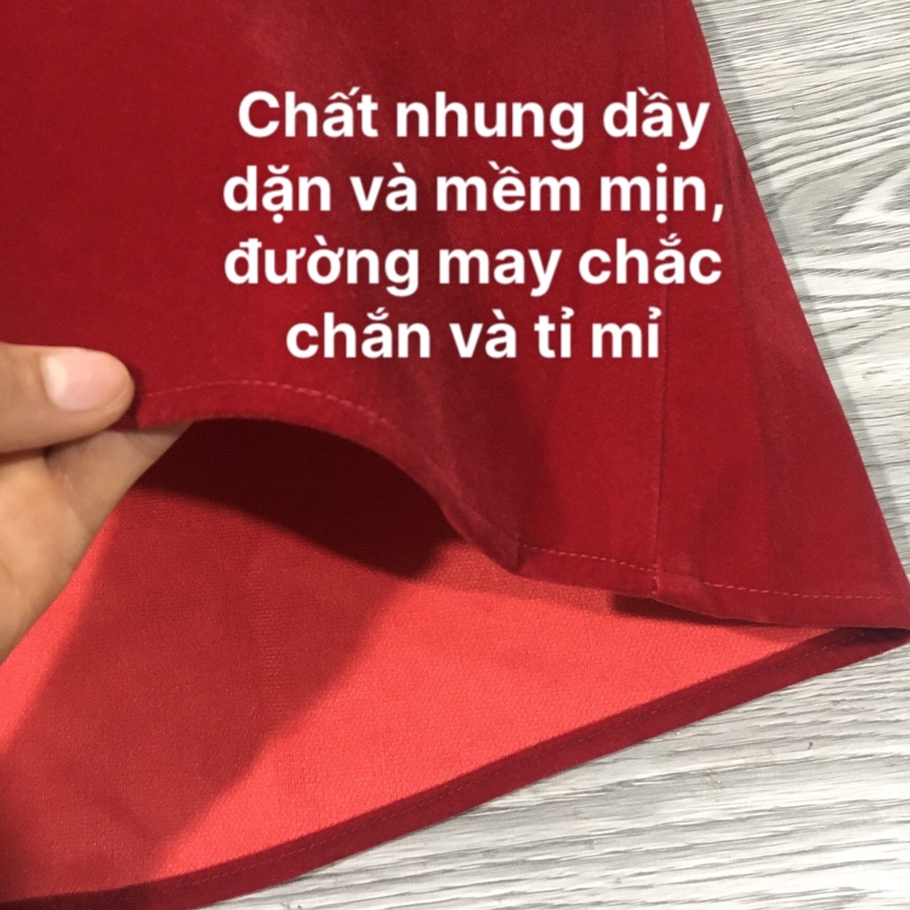 Váy nữ Thiết Kế xòe tay bồng nơ cổ xinh xắn, Đầm nhung dự tiệc sang chảnh HN clothing V25 | BigBuy360 - bigbuy360.vn