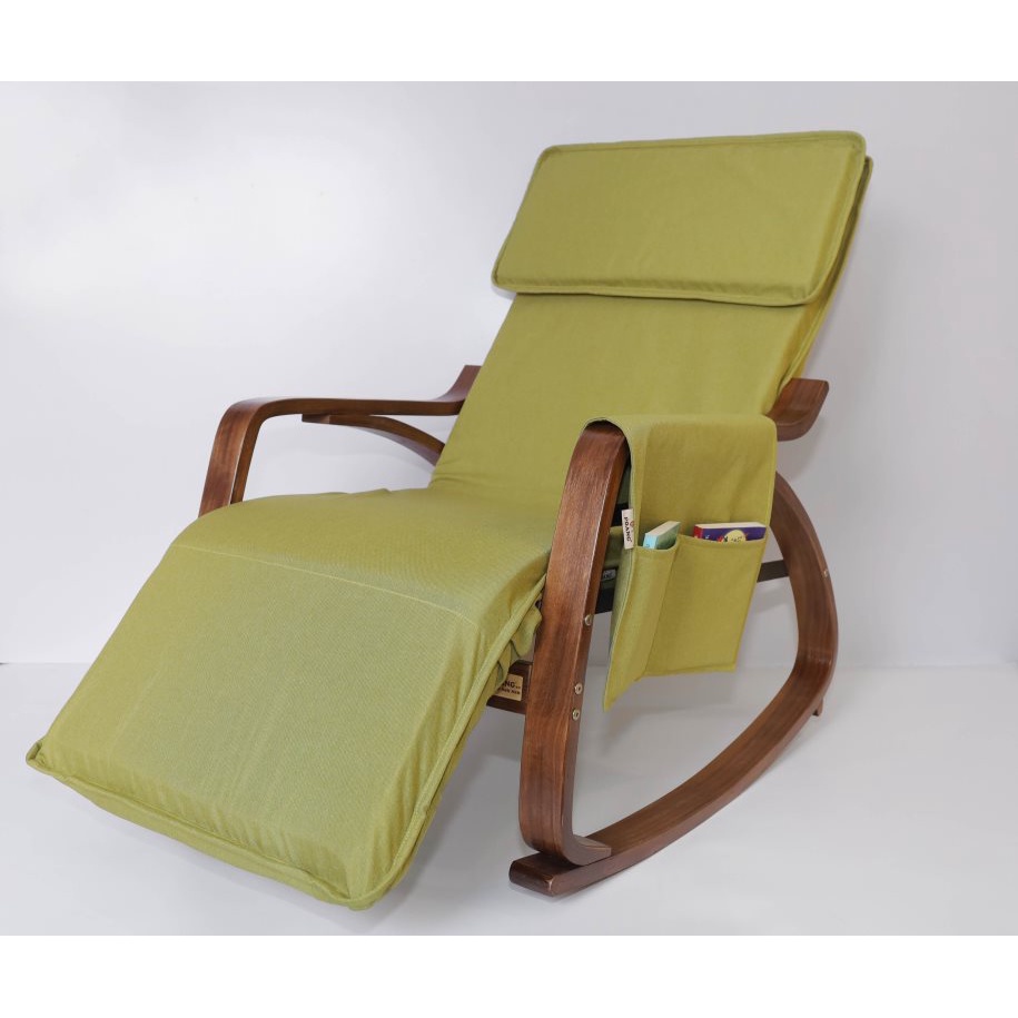 Ghế Poang Rocking Chair khung óc chó_tựa lưng và gác chân có thể điều chỉnh