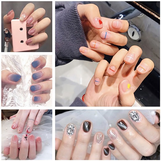 Bộ dán móng tay nail sticker gồm 14 móng, không thấm nước, độ đàn hồi tốt DA061-DA080