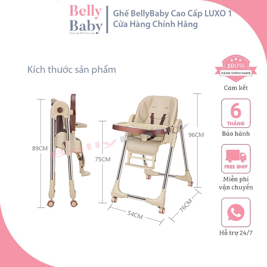 {FREESHIP} Ghế Ăn Dặm Bellybaby BBLux01 Bản Nâng Cấp 2021, Bàn Ăn Rộng, Thay Đổi Chiều Cao Và Ngả Lưng Theo Ý -BellyBaby