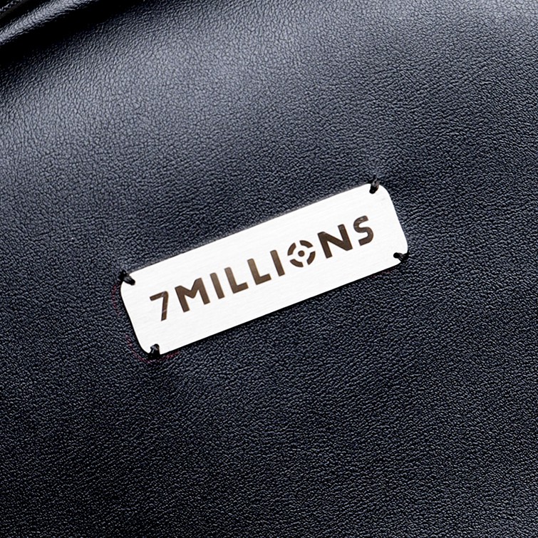 Balo Da Pu 7Millions - Có móc khóa tặng kèm - Chống thấm nước - Màu Đen - Unisex - Form dày dặn đựng vừa laptop 15 inch