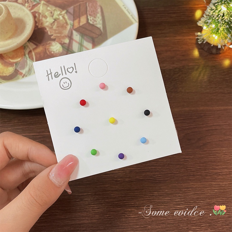 [Hàng Mới Về] Set Khuyên Tai Hạt Đậu Mini Nhiều Màu Sắc Ngọt Ngào Đơn Giản Cho Nữ