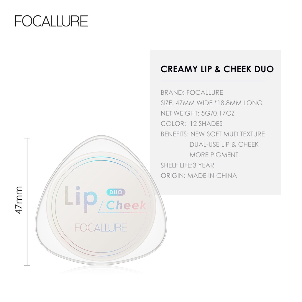 FOCALLURE velvet-hazy matte cheek & lip mud dual-use cream lipstick blush soft lightweight 5g | WebRaoVat - webraovat.net.vn