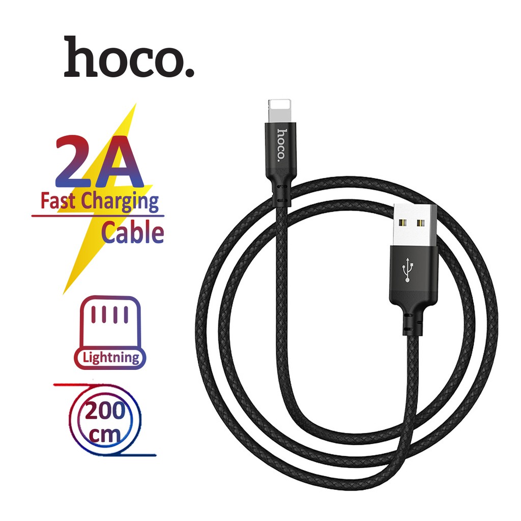 Cáp sạc Lightning Hoco X14 lớp phủ bên ngoài TPE dòng điện tối đa 2.0A cho iPhone/iPad
