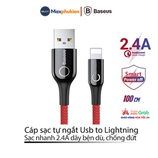 Dây sạc tự ngắt ip sạc nhanh 2.4a ,tự ngắt khi đầy pin thông minh - dây bọc dù siêu bền