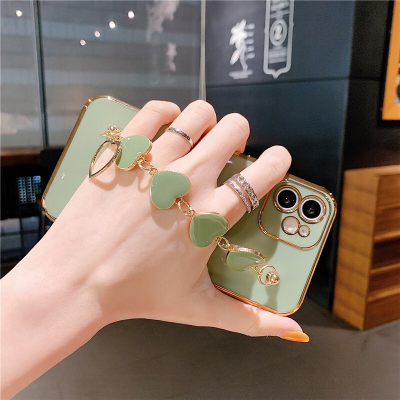 Ốp Điện Thoại Mềm Mạ Hình Trái Tim Cho OPPO A77 A57 A96 A95 A55 A54 A53 A52 A92 Realme C32 C35 C21 C20 C25