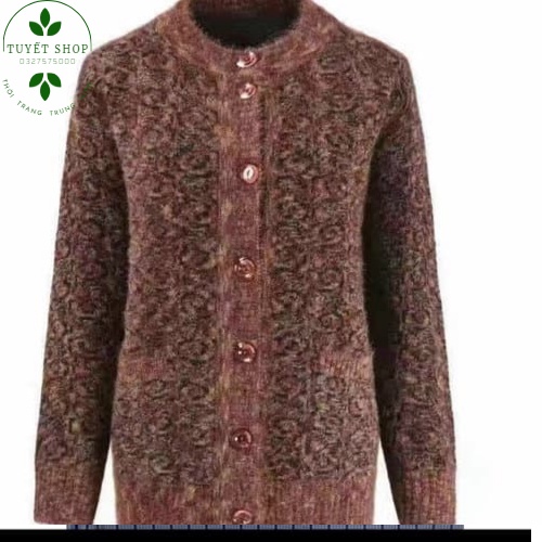 Áo khoác len trung niên nữ cổ tròn khuyu cài cao cấp, nhã nhặn làm quà tặng bà, tặng mẹ 60 đến 90 tuổi mùa thu đông.