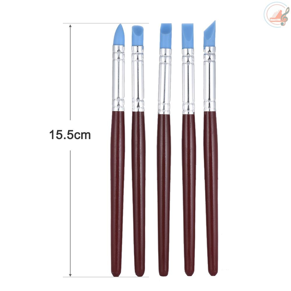 5pcs Rubber Tip Paint Brushes Clay Tools for Sculpture Pottery Color Shaping Blending Drawing Modeling Remove Fingerprints