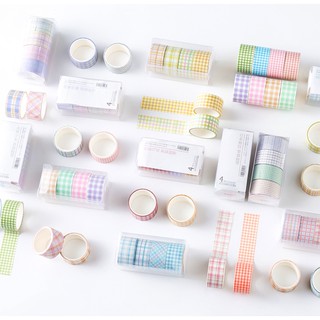 Băng dính Washi Tape set 4 mẫu Caro tươi sáng trang trí tranh, planner, sổ tay