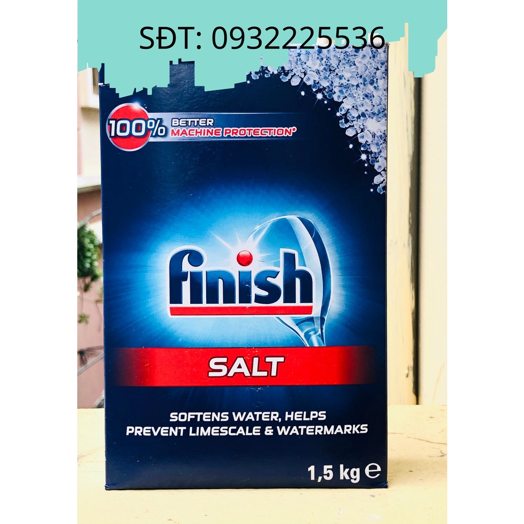 Muối rửa bát Finish 1,5KG nhập khẩu số 1 tại Đức - Tặng que thử nước cứng