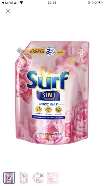 TRỢ GIÁ NƯỚC GIẶT SURF cao cap 3in1 giá bìa 162k hương hoa nhiệt đới mẫu mới