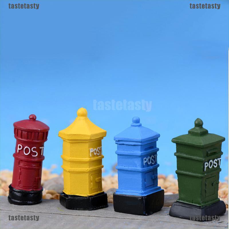 Đồ trang trí Hộp Thư Mini Bằng Nhựa Resin Phong Cách Retro Dễ Thương Trang Trí Sân Vườn Diy