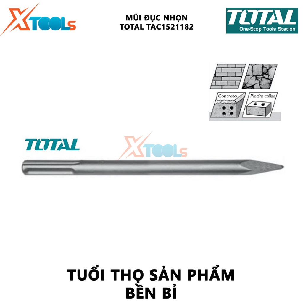 Mũi đục nhọn Total TAC1521182 | mũi đục nhọn size 18X400mm, độ bền cao, chịu nhiệt [XTOOLS]