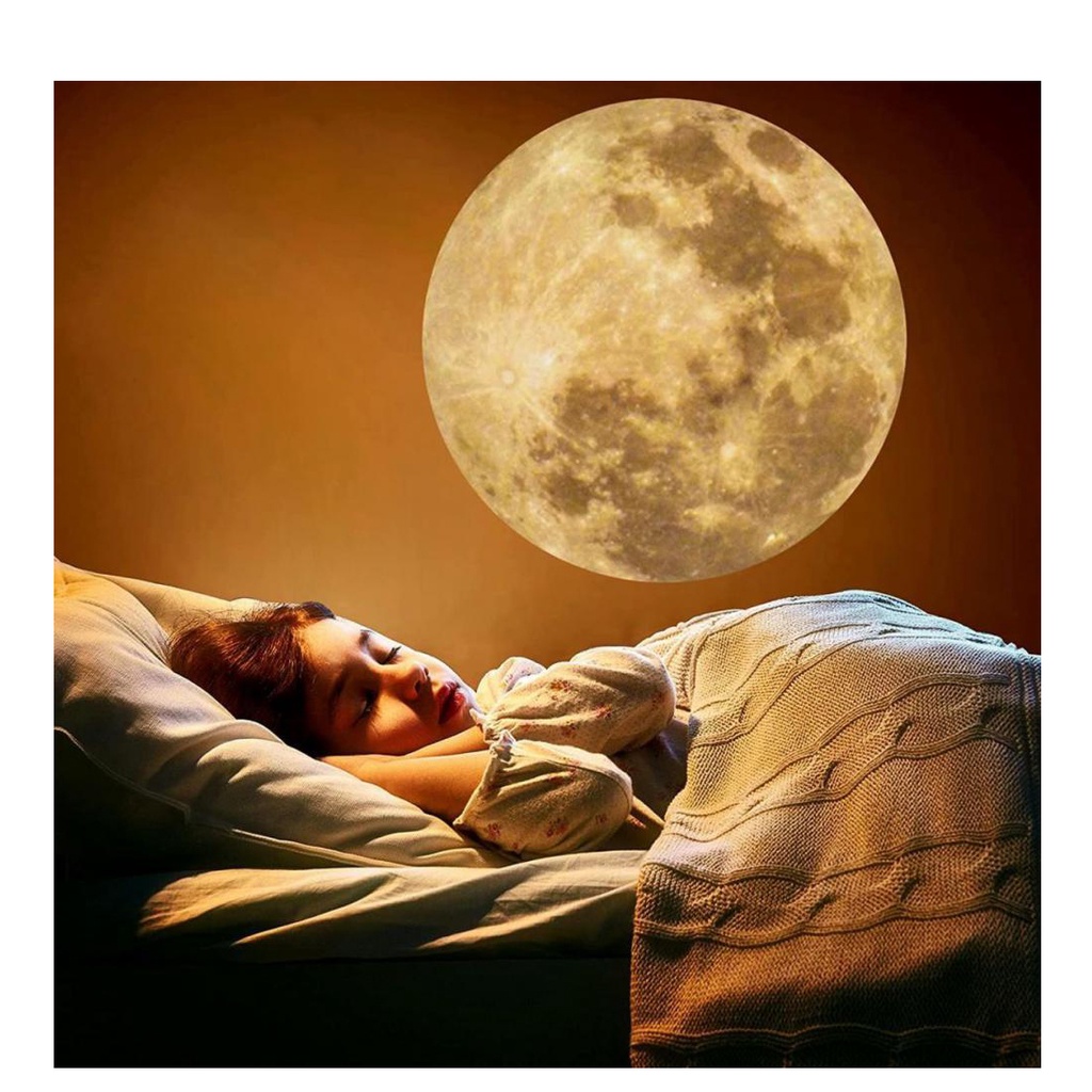Đèn LED 3D Chiếu Sáng Hình Mặt Trăng, Trái Đất Đèn Ngủ Xoay 360 Độ trang trí tường phòng ngủ lãng mạn, Làm Quà Tặng DC1