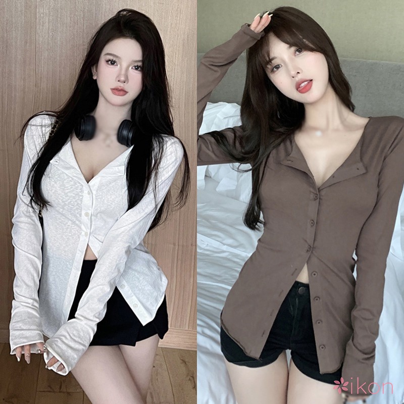 Áo Cardigan Tay Dài Dáng Ôm Cài Khuy Kiểu Hàn Quốc Thời Trang Cho Bạn Gái