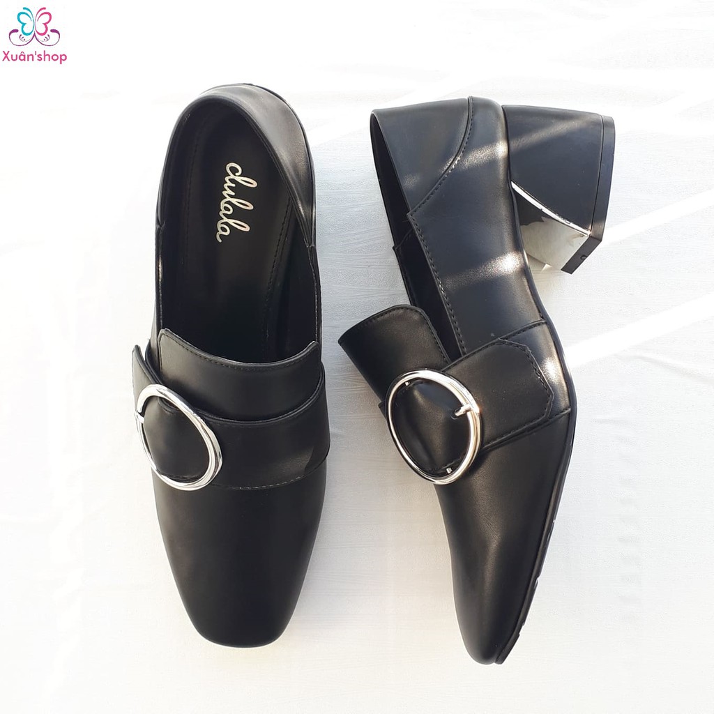 Giày bít Daphne da mềm, mũi vuông, gót vuông 5cm (size 39-245)