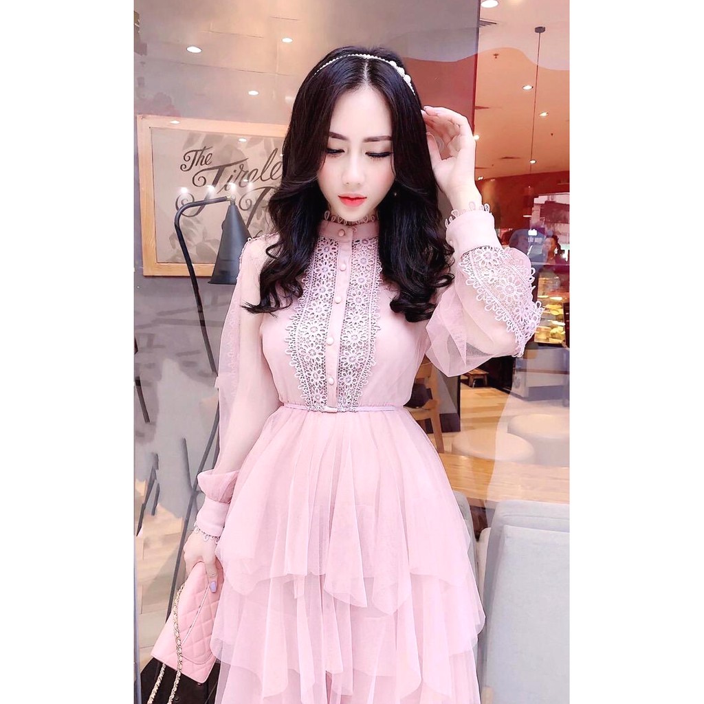ĐẦM VOAN BÈO TẦNG PHỐI REN