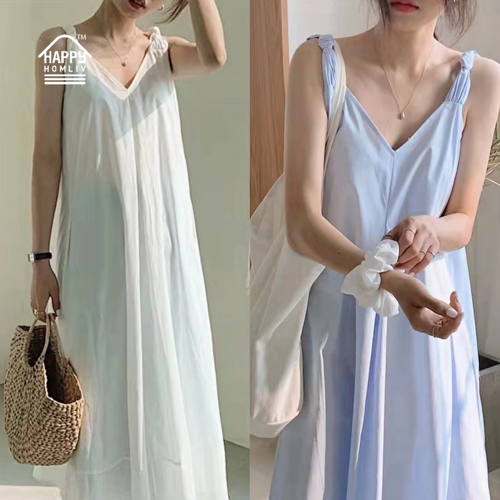 Váy trễ vai tay bông đi biển kỳ nghỉ váy dài trắng váy không tay rộng rãi của phụ nữ cộng với kích thước của phụ nữ cộng với kích thước váy váy màu xanh mùa hè váy đẹp cộng với kích thước váy của phụ nữ