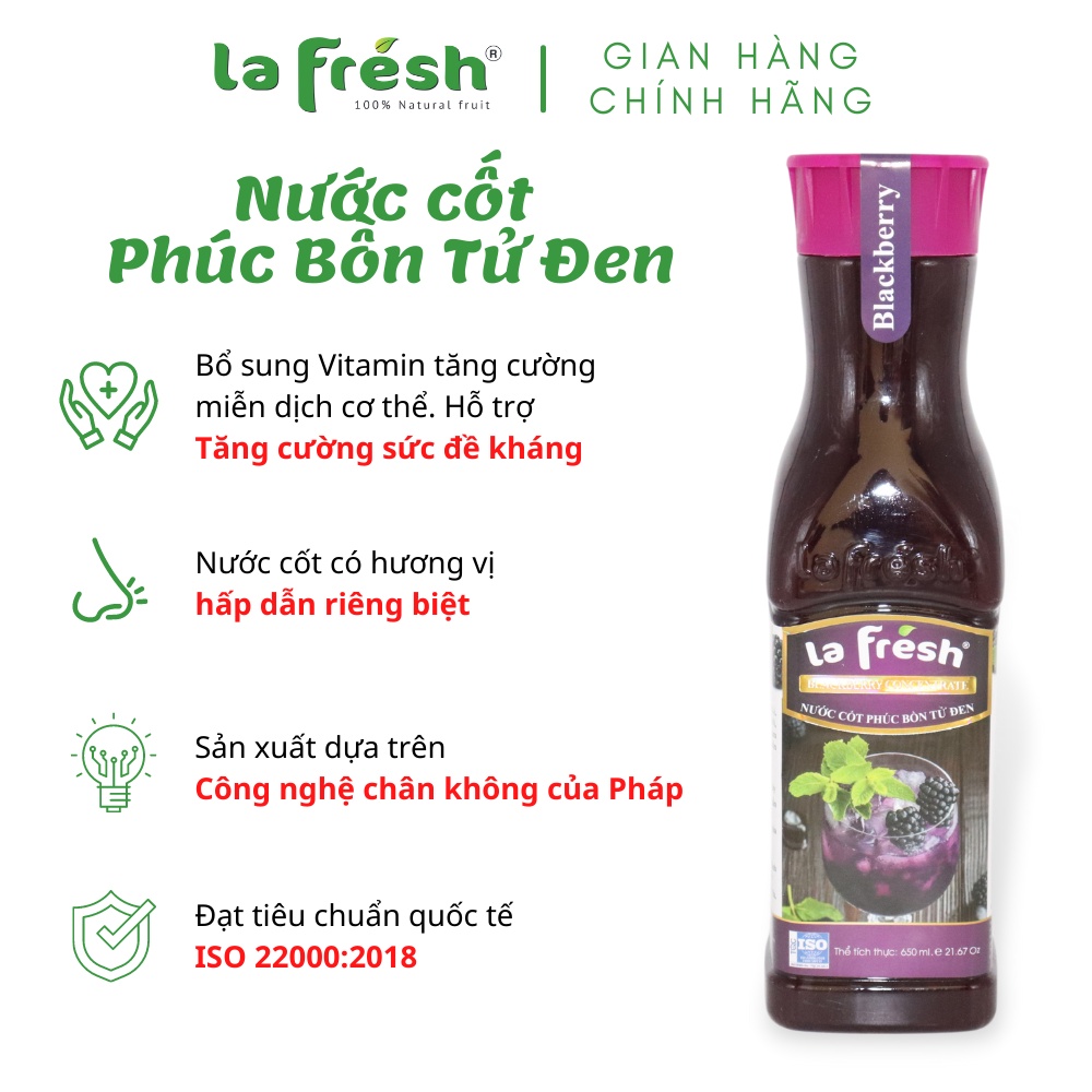 Nước Cốt Phúc Bồn Tử Đen Lafresh Đà Lạt Chai 650ml