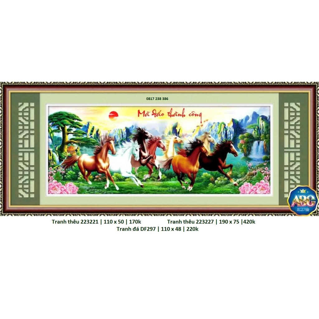 Tranh thêu chữ thập Mã Đáo Thành Công 223221 (110 x 50 cm)