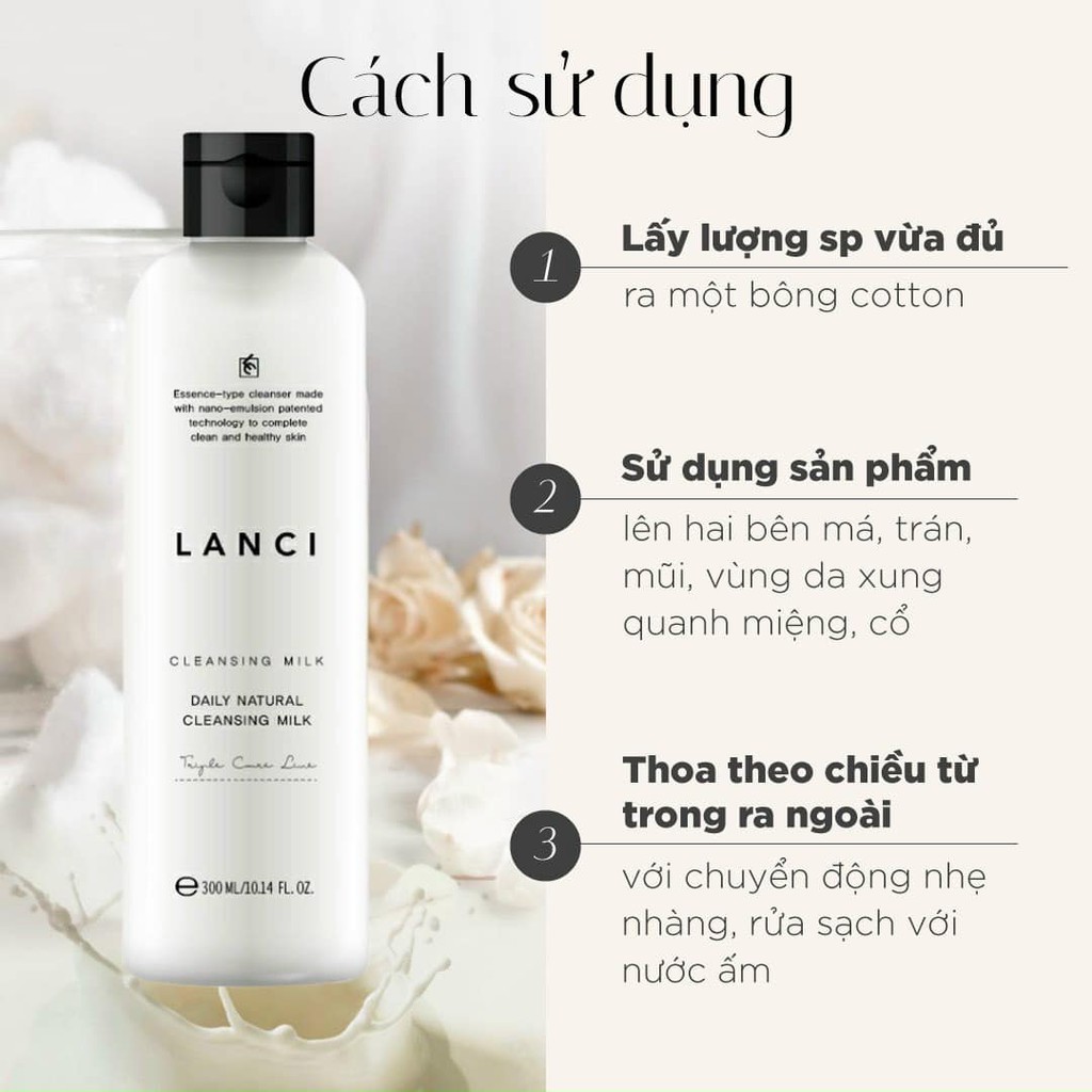 TẨY TRANG DAILY NATURAL CLEANSING MILK LANCI 300ML CHÍNH HÃNG - 8063