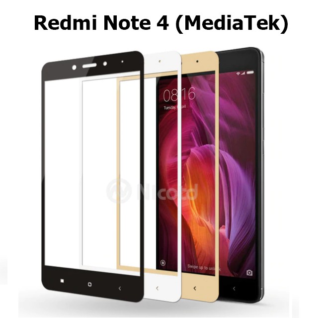 [Freeship toàn quốc từ 50k] Kính cường lực full màn hình 5D Xiaomi Redmi Note 4 MediaTek