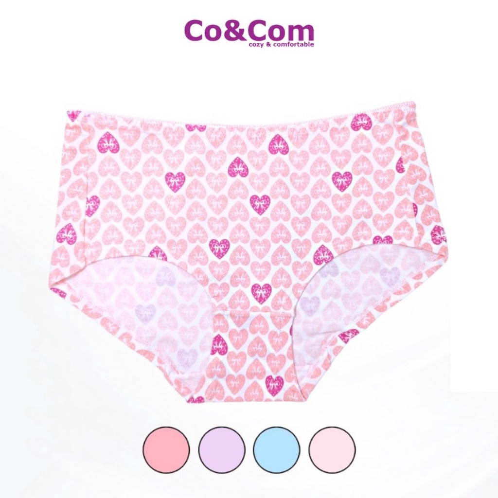 Quần Lót Teen Size Lớn 43-55 Kg Cotton Co&amp;Com NO9171 In Hình Tim Dễ Thương, Kháng Khuẩn