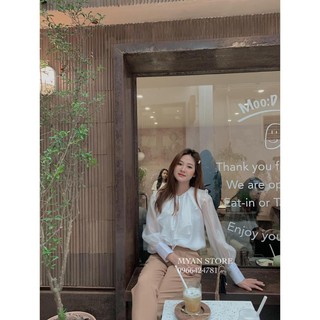 Áo sơ mi tơ cổ bèo- áo sơ mi kiểu công sở