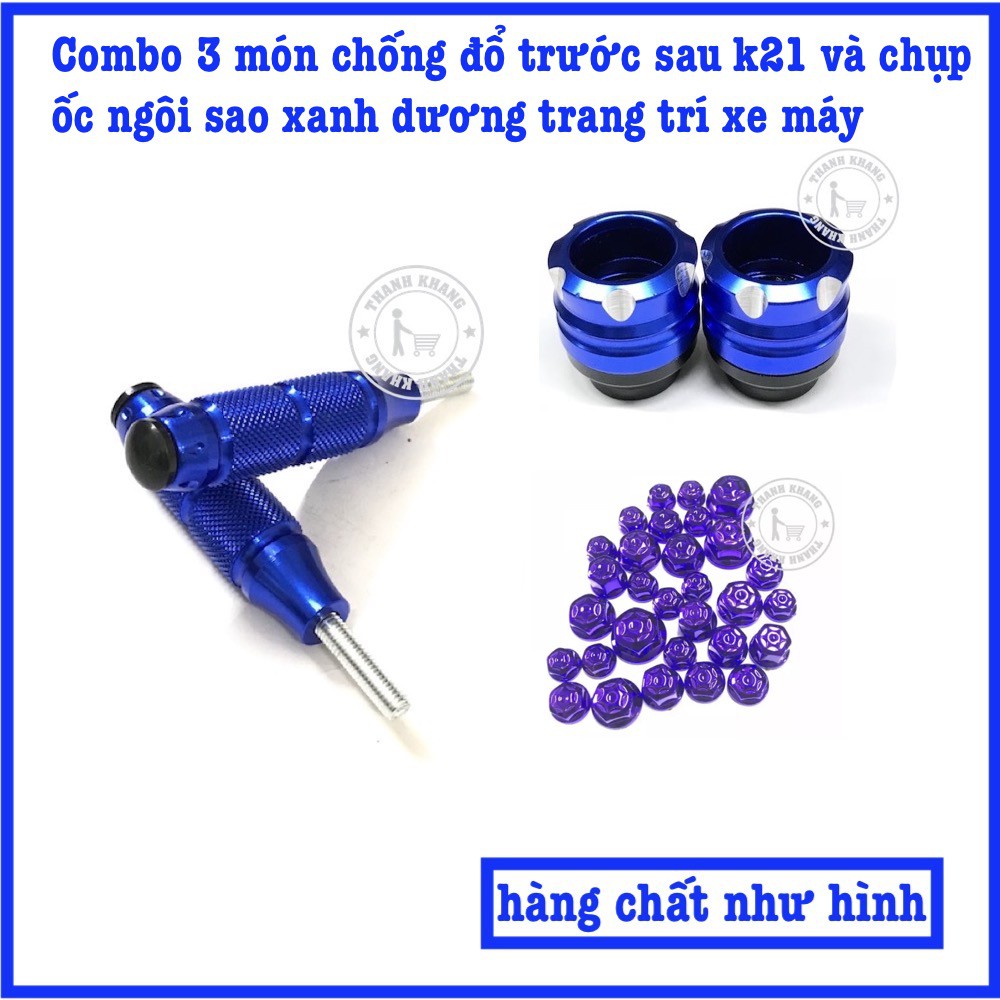 chống đổ xe máy trước sau và chụp ốc ngôi sao thanh khang