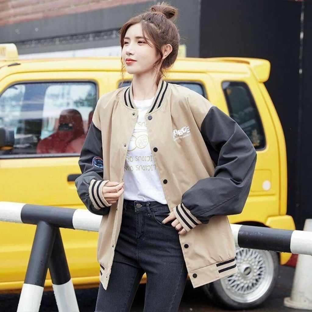 Áo khoác dù bomber jackets unisex form rộng phong cách ulzzang Hàn Quốc BABGE AKBBT03 LICHIHO 2 lớp chất lượng