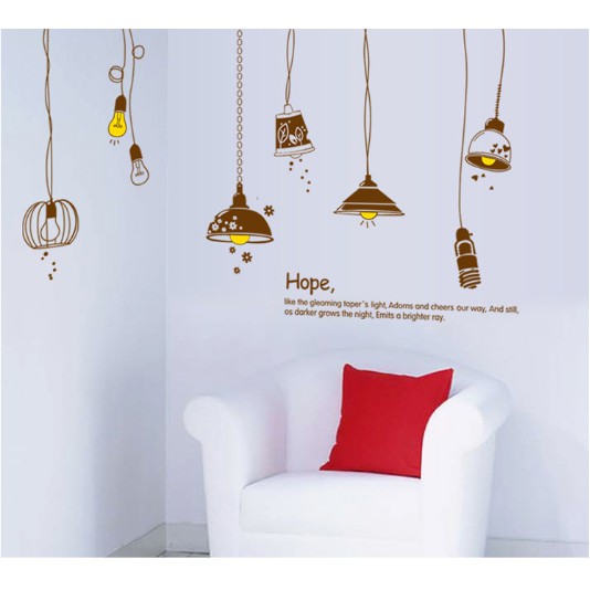 decal trang trí dây bóng đèn