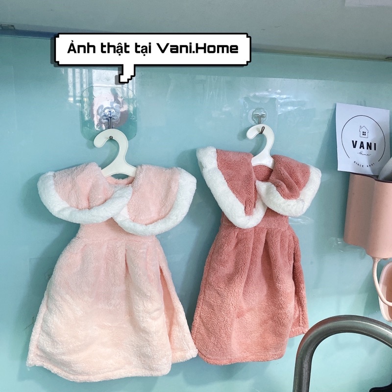 Khăn lau tay hình chiếc váy cute vải mịn kèm móc treo hình móc áo- Khăn lau tay nhà bếp nhà tắm treo tường hình cái đầm