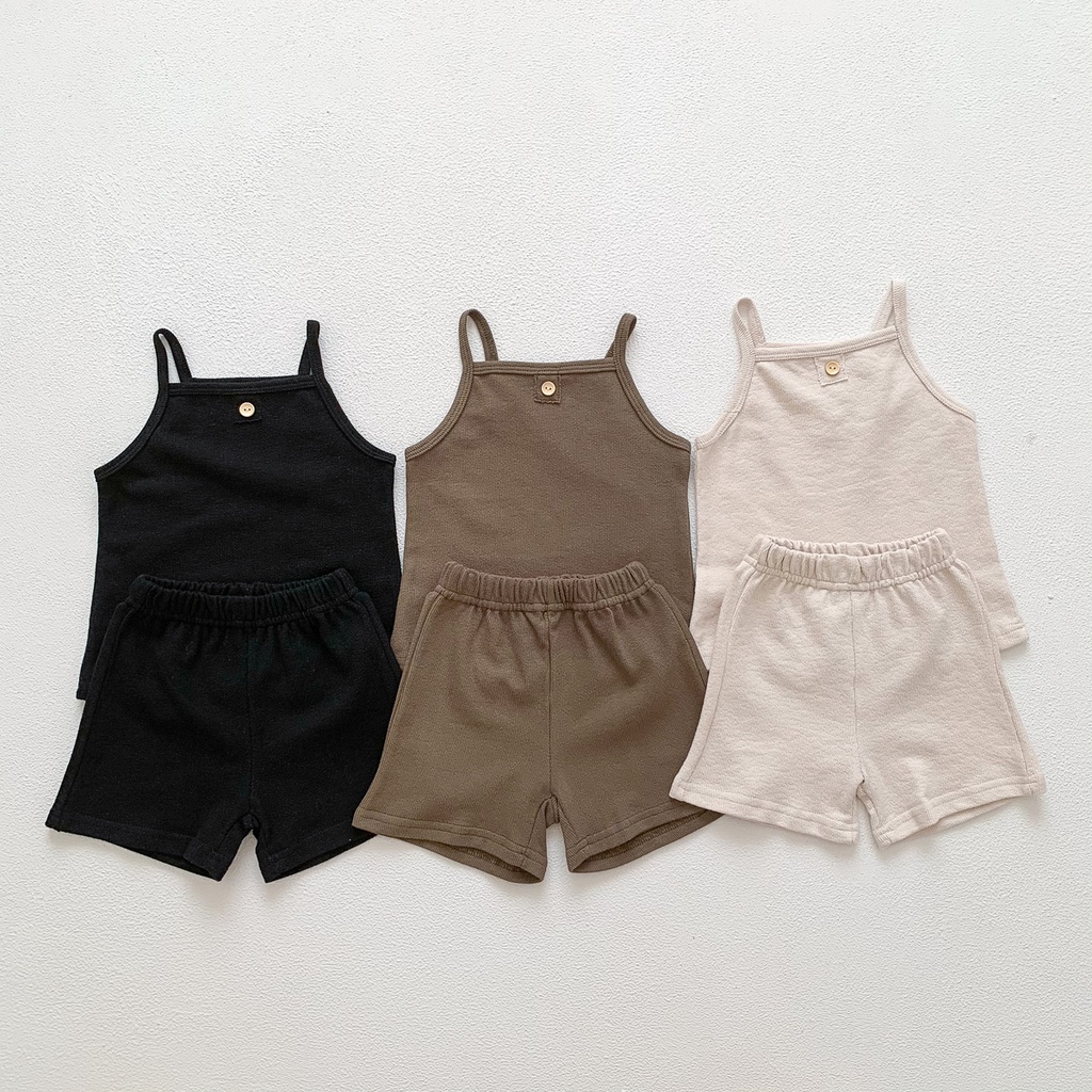 Bộ Áo Sát Nách + Quần Short Họa Tiết Hoạt Hình Cho Bé