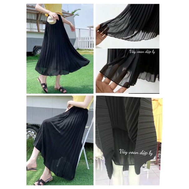 Chân váy voan dập ly 2 lớp dáng dài | BigBuy360 - bigbuy360.vn
