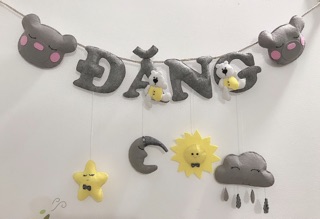 (VẢI NỈ) (ĐỒ CHƠI) Bảng tên trang trí phòng.