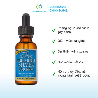 Keo bạc Colloidal Silver Natural Path Silver Wings 500ppm 30ml