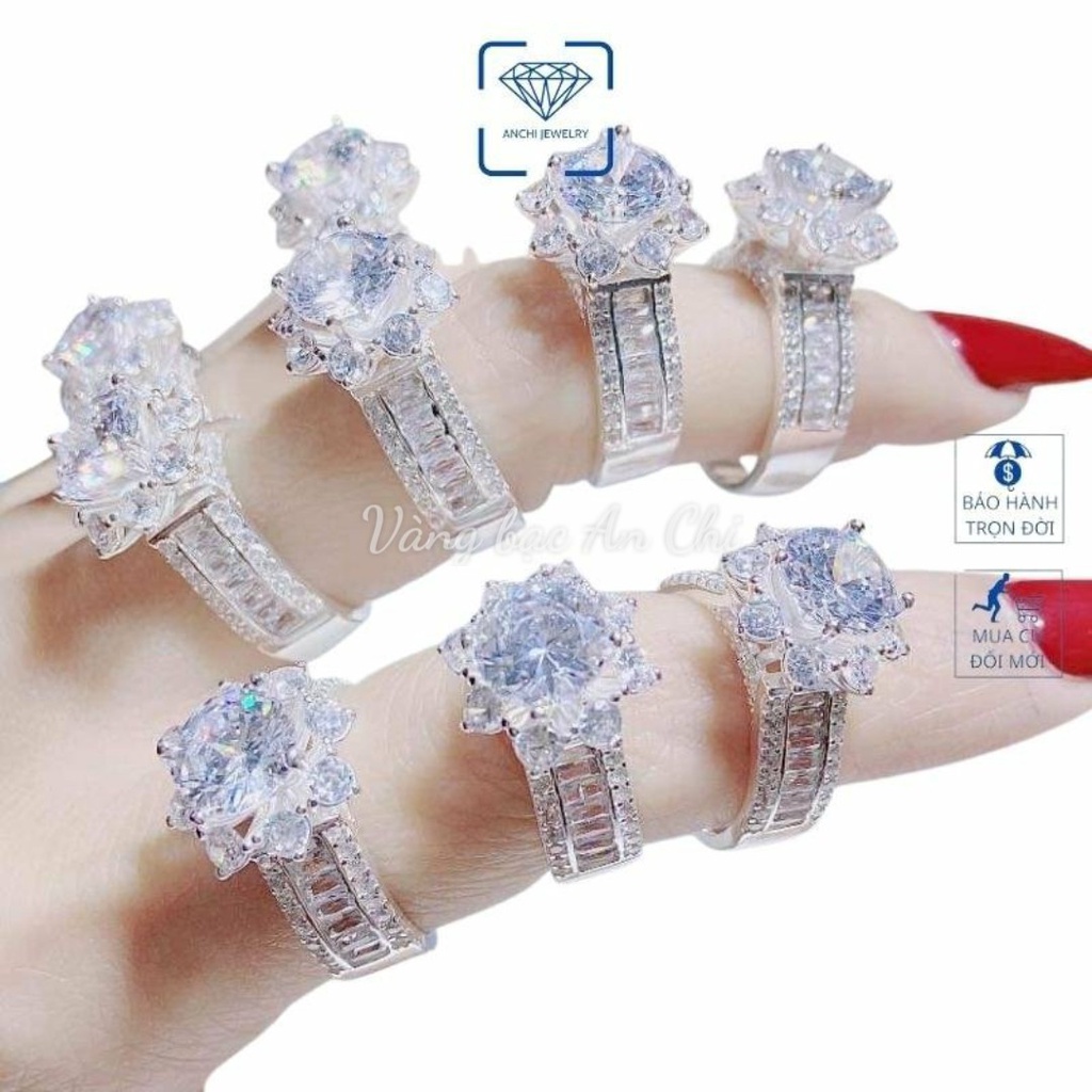 Nhẫn hoa sen ổ đá cao, chuẩn bạc ta bao sáng đẹp - Anchi jewelry. ( inbox shop mẫu đã chọn)