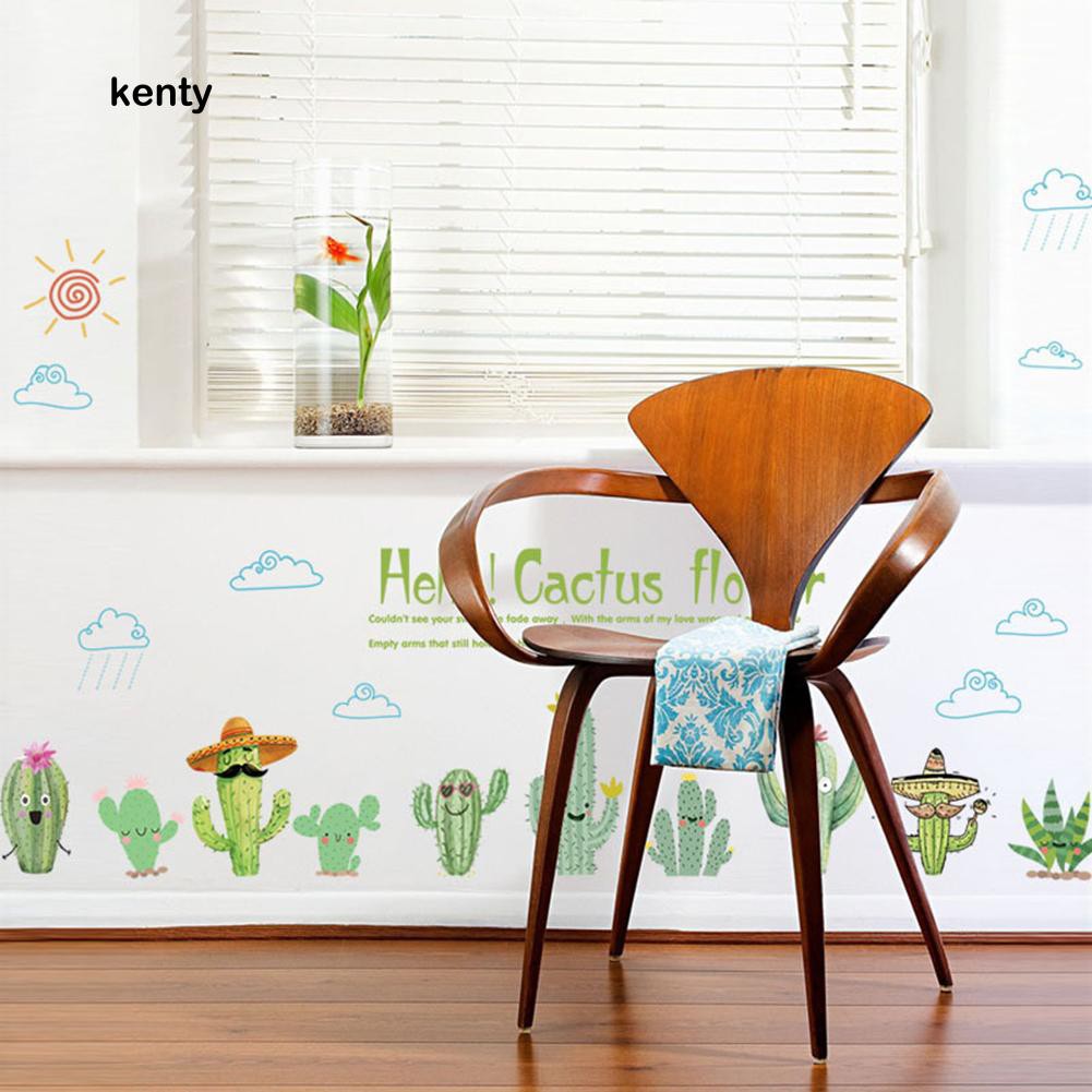 Sticker dán tường họa tiết hình cây xương rồng dùng trang trí phòng