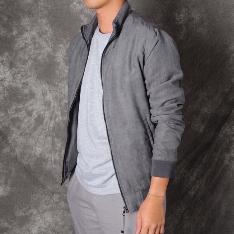 Áo khoác da lộn nam lót lông cừu cổ cao bomber đẹp cao cấp hàng hiệu mặc thu đông siêu ấm áp | BigBuy360 - bigbuy360.vn