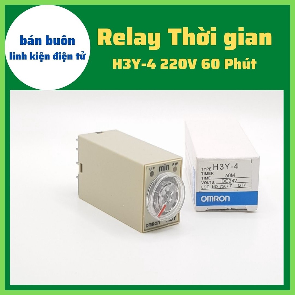 Relay thời Gian H3Y-4, H3Y-4 220V 60M, rơ le thời gian, timer hẹn giờ. H3Y-4/H3Y-2, rơ le 220v 60 phút