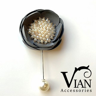 cài áo Hàn Quốc hình bông hoa to màu xanh thẫm