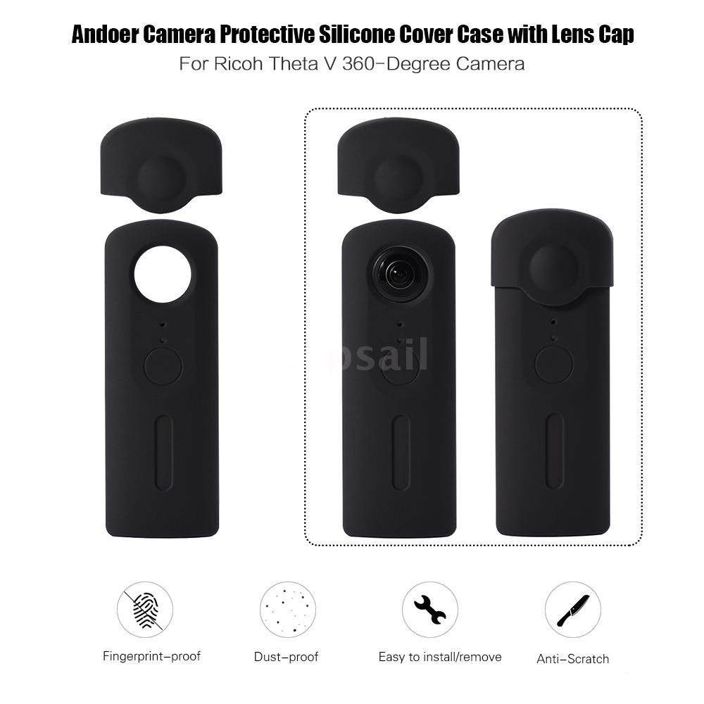 Vải bọc silicone kèm nón ống kính cho máy ảnh Ricoh Theta V 360 độ