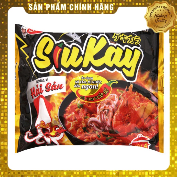 Mì cay 7 cấp độ Acecook Siukay vị Bò, Hải Sản gói 128g