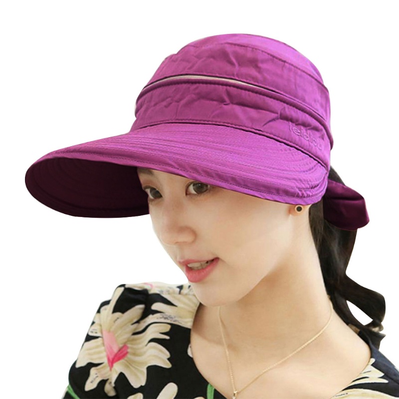 Nón Vải Dệt Màu Trơn Chống Tia UV Mùa Hè Có Thể Biến Đổi Cho Nữ