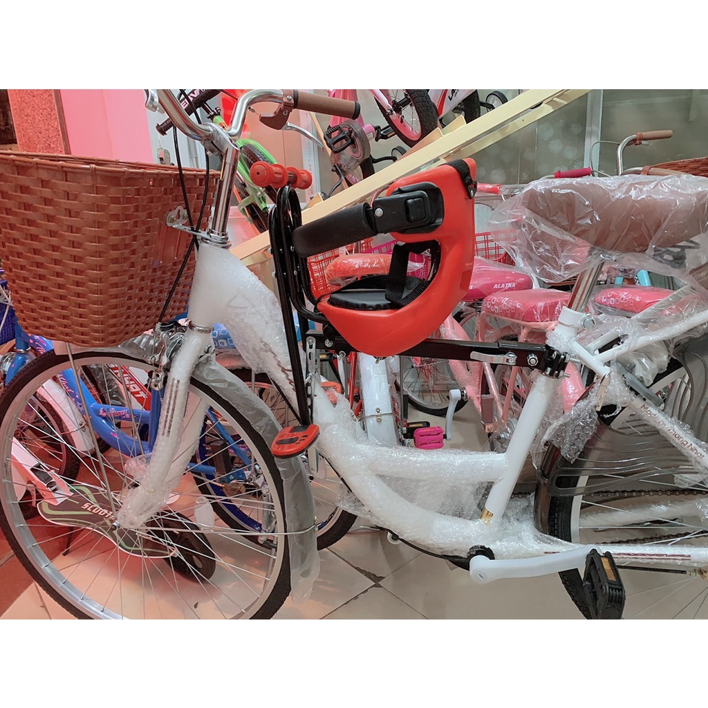 Ghế ngồi trước xe đạp, ghế ngồi xe đạp cho bé có tay cầm và đai an toàn, dành cho xe đạp và xe đạp điện.