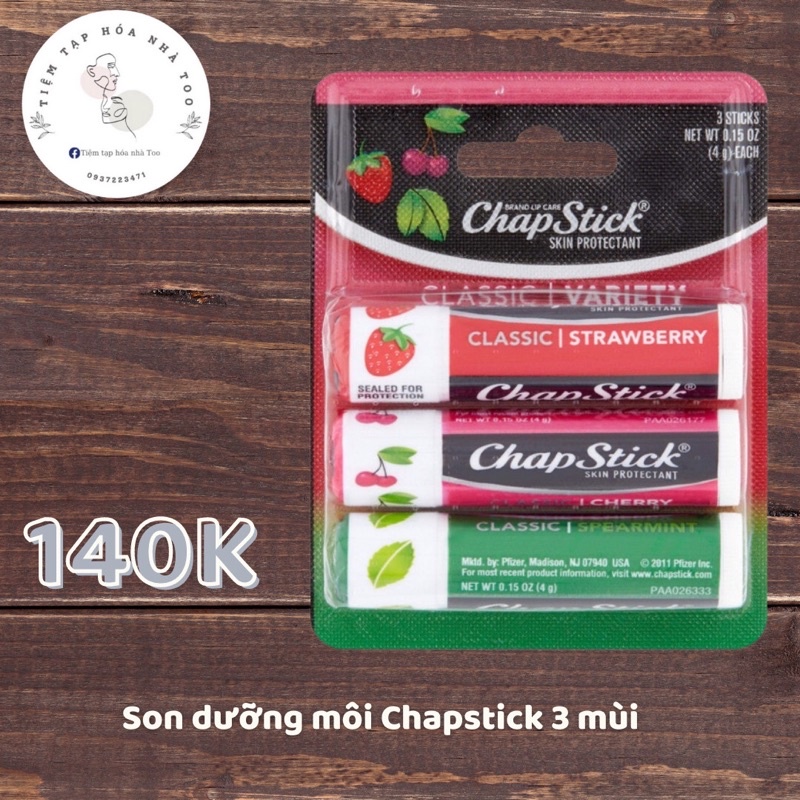 Set son dưỡng môi Chapstick 3 mùi