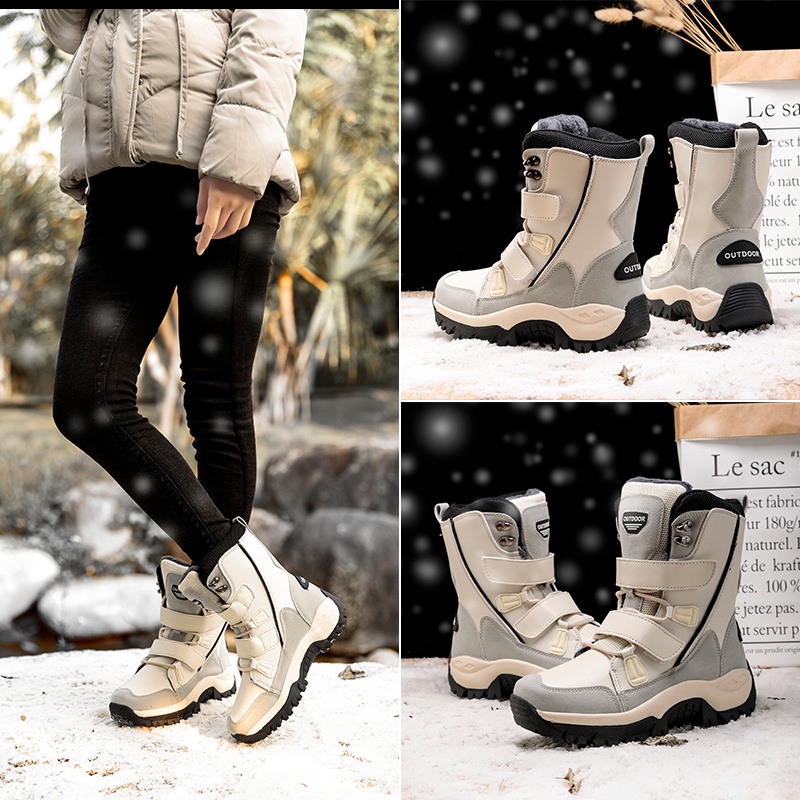 Giày Bốt Đi Tuyết Cổ Cao Đến Mắt Cá Lót Cotton Dày Giữ Ấm Mùa Đông Cho Nữ Cỡ 36-42 Giày Bốt Giữa