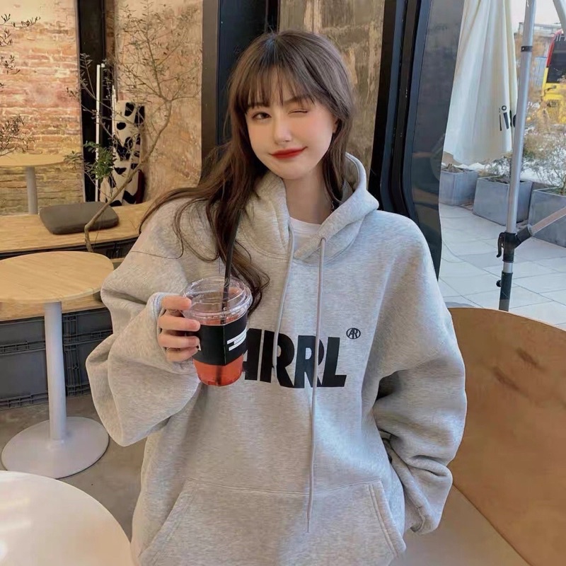 Áo Hoodie Nỉ Ngoại Xám Arrl JOLIE Unisex  Hoodies form rộng tay bồng mũ 2 lớp kiểu dáng basic nam nữ mặc đẹp