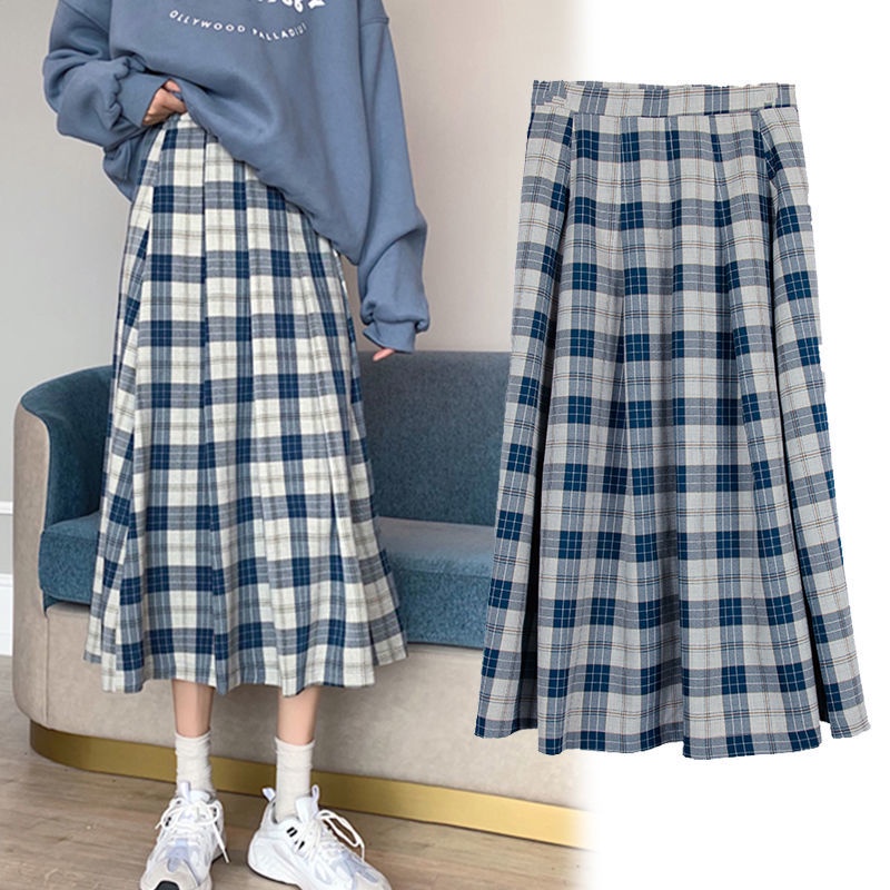 COZOK Chân Váy Caro Form Rộng Phong Cách Hàn Quốc Cho Nữ